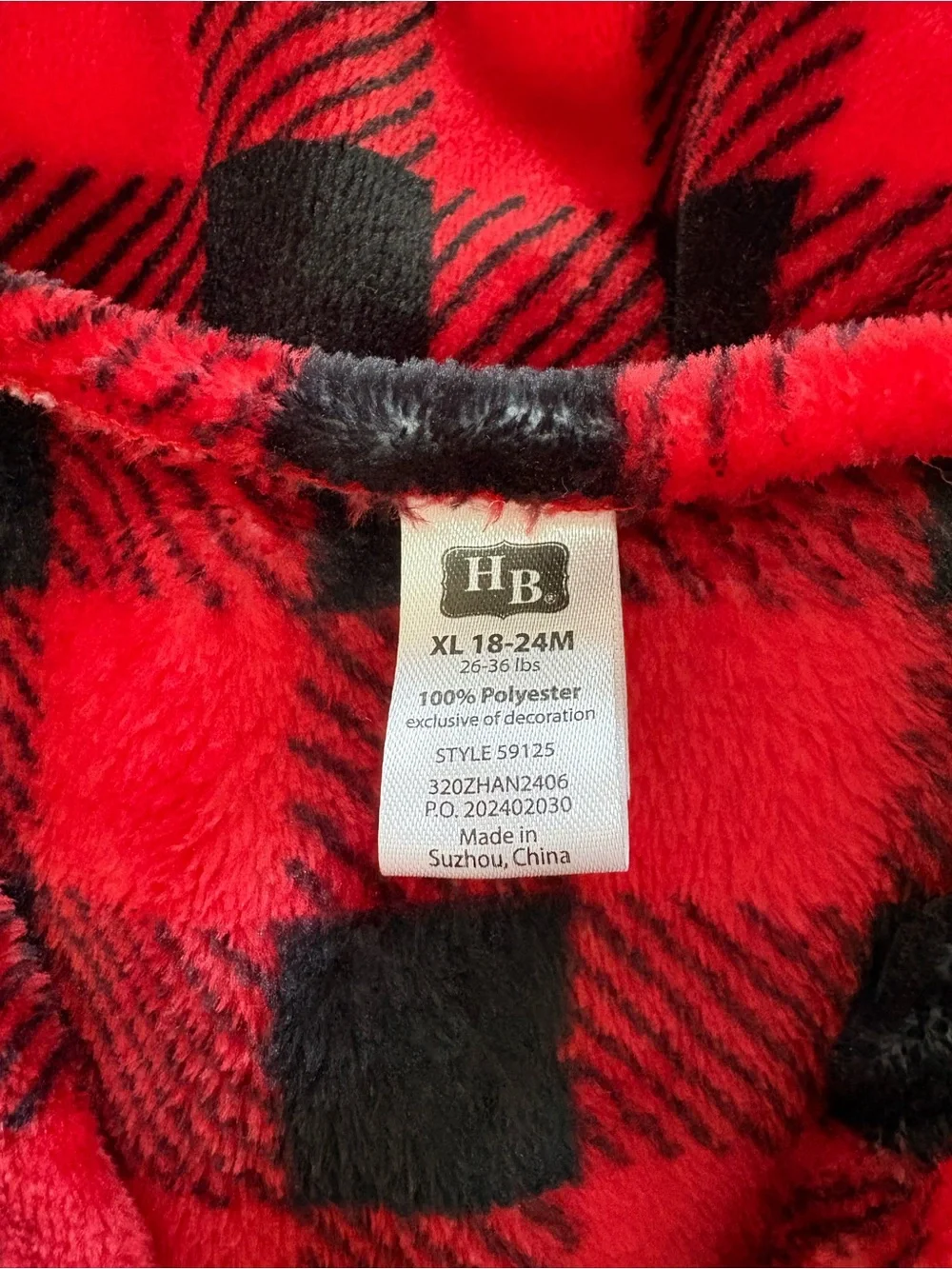 Red and Black Plush Plaid Kids Sleep Sack